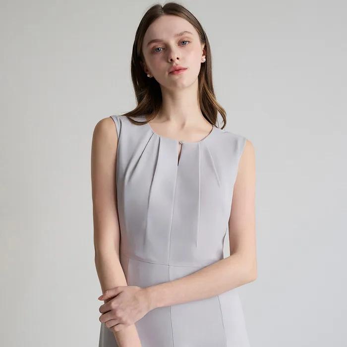 Aube chiffon flare dress [Light gray]