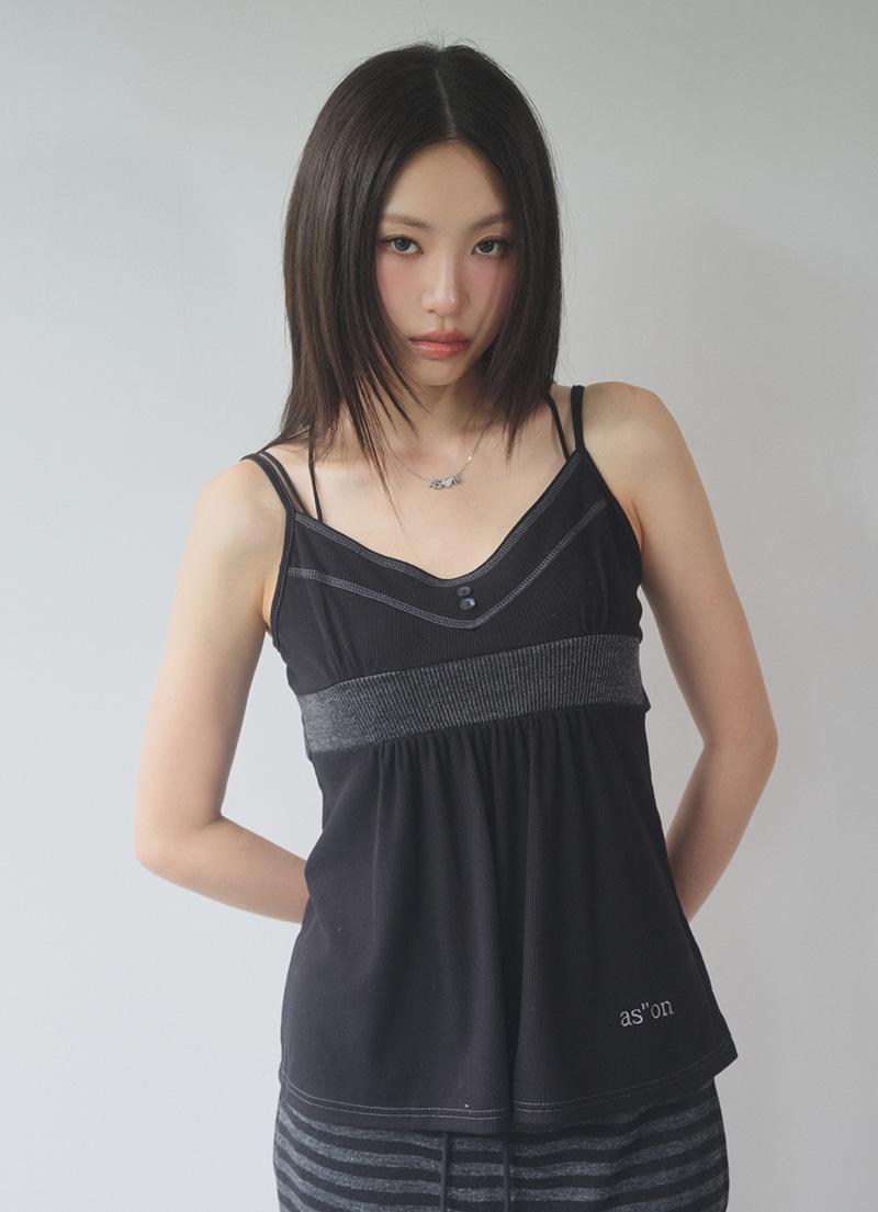 BACK RIBBON SLEEVELESS / BLACK