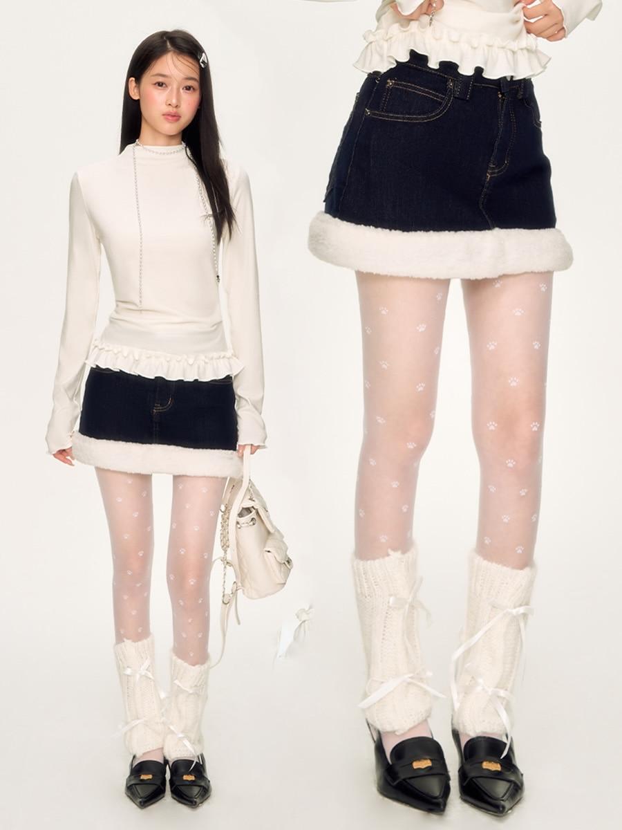 Weekendhub Snowy Edge Denim Mini Skirt