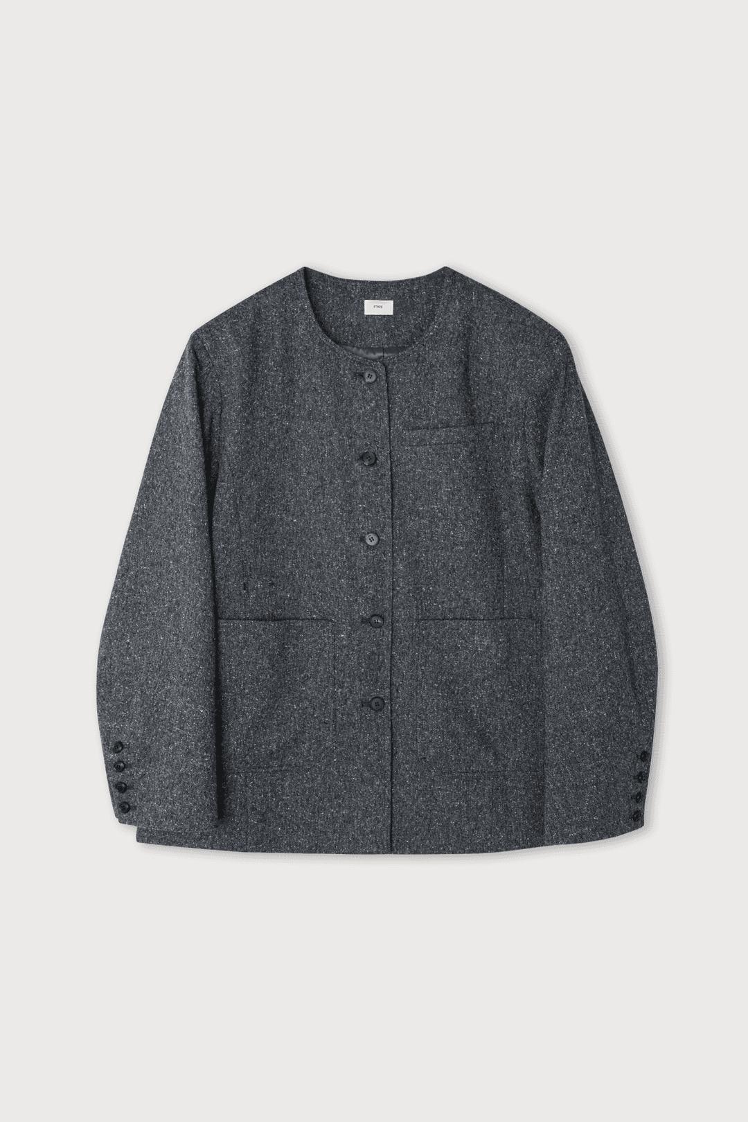ROUND NECK HERRINGBONE JACKET