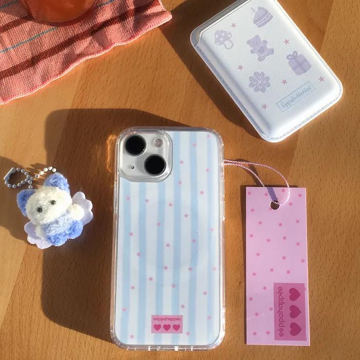 아이폰17시리즈추가)Stripe little star white 젤하드/맥세이프젤하드 케이스(+맥세이프카드지갑세트)