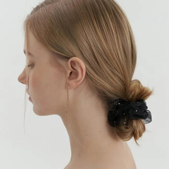 mesh layered scrunch - black