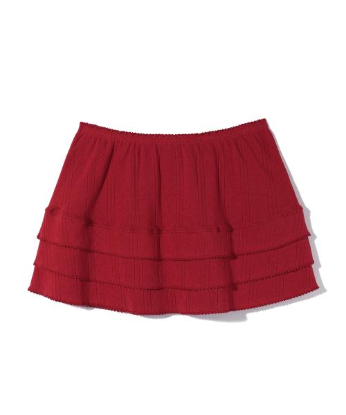 EYELET FRILL SKIRT RED
