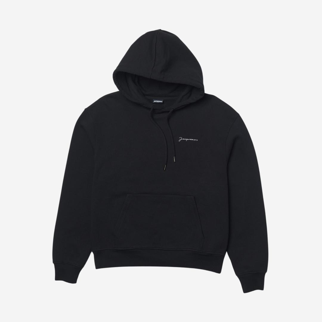 Jacquemus Le Sweatshirt Brode Embroidered Logo Hoodie Black