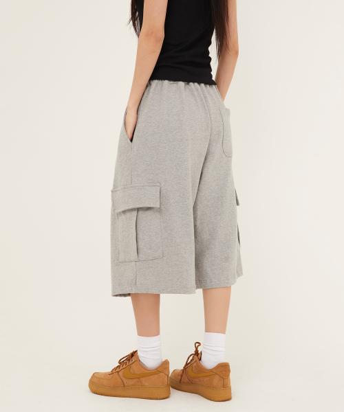 딥턱 와이드 버뮤다 카고 반바지 [그레이]