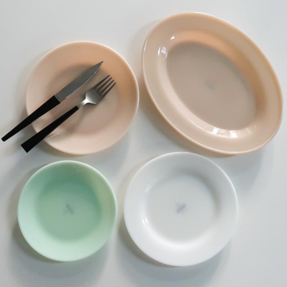 [언스] 밀크글라스 빈티지 플레이팅 파스타 디저트 접시