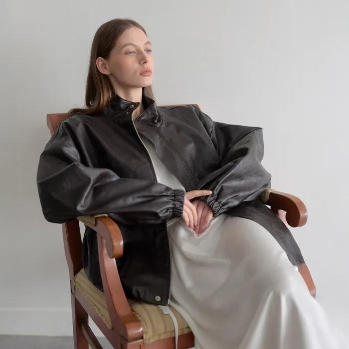 esy Half Leather Jacket_Brown