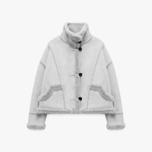 하이넥 스웨이드 무스탕 자켓(MAFDJK11MLG)