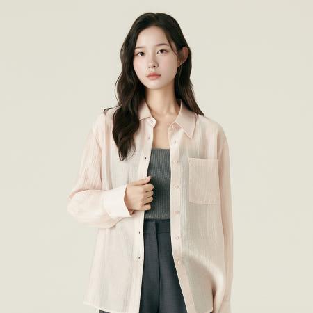 이런 상품 어때요? [N판매자배송] 로엠 시스루 백슬릿 셔츠 RMYWF49RT2