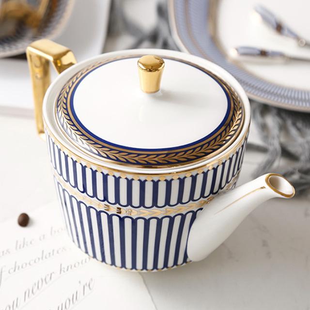 [당일발송][BELLE] 북유럽풍 코발트 골든블루 티포트