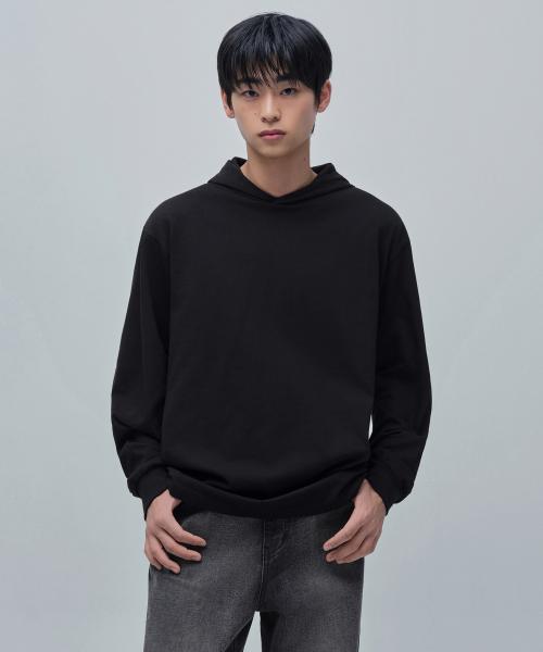 후디드 긴소매 티셔츠 [블랙]