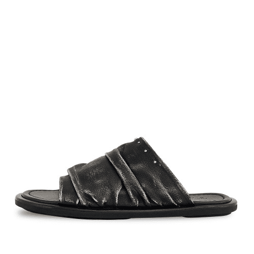 Slouchy Cowskin Slides_Black Beige