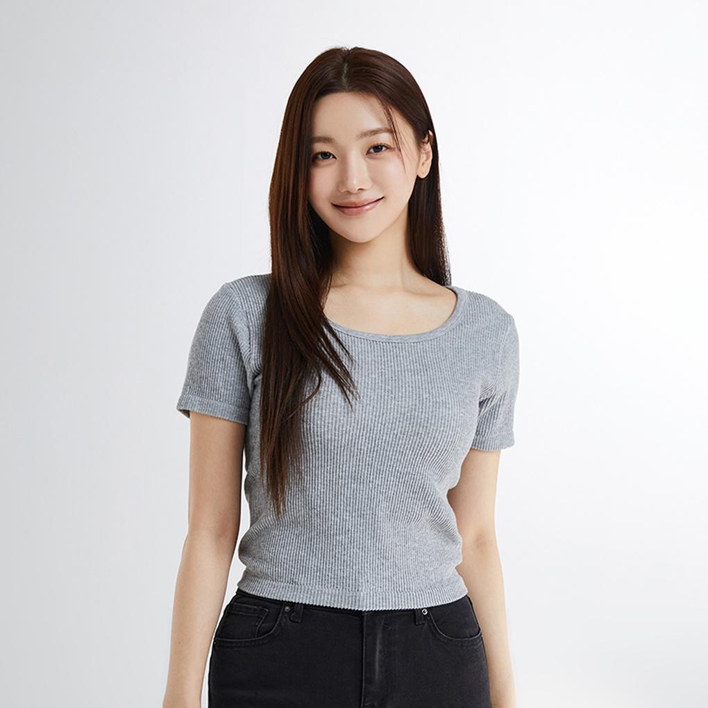 [여성용] (QR) [COMFORT] 패드 일체형 반팔 크롭탑_SPRWE12A90