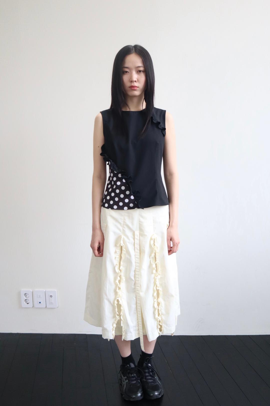 RUFFLE RIBBON SKIRT (IVORY) 6/10 배송