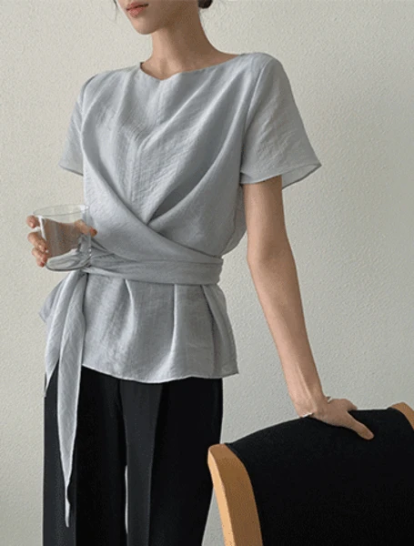 [텐셀80%] 미켄느 랩 블라우스 (봄/여름/가을/신상/데일리/데일리룩/출근룩/데이트룩/셔츠/블라우스/하객룩/벚꽃룩/격식룩)