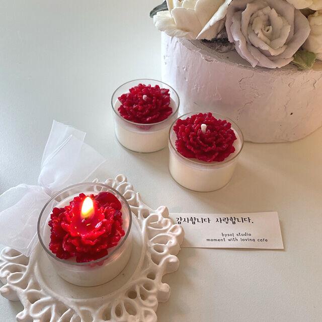 카네이션 빅 티라이트캔들 4구 + 트레이 석고방향제 선물세트 용돈박스 어버이날 스승의날 감사선물 가정의달