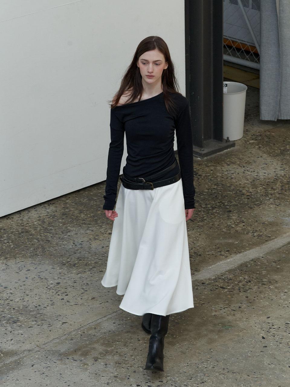 FLARED LONG SKIRT - WHITE