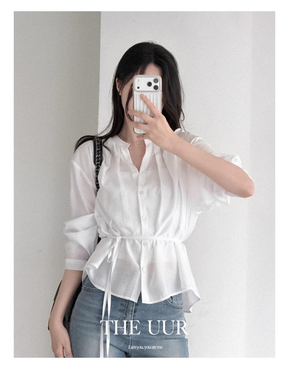 [5일소요] uur behind strap V blouse [white]