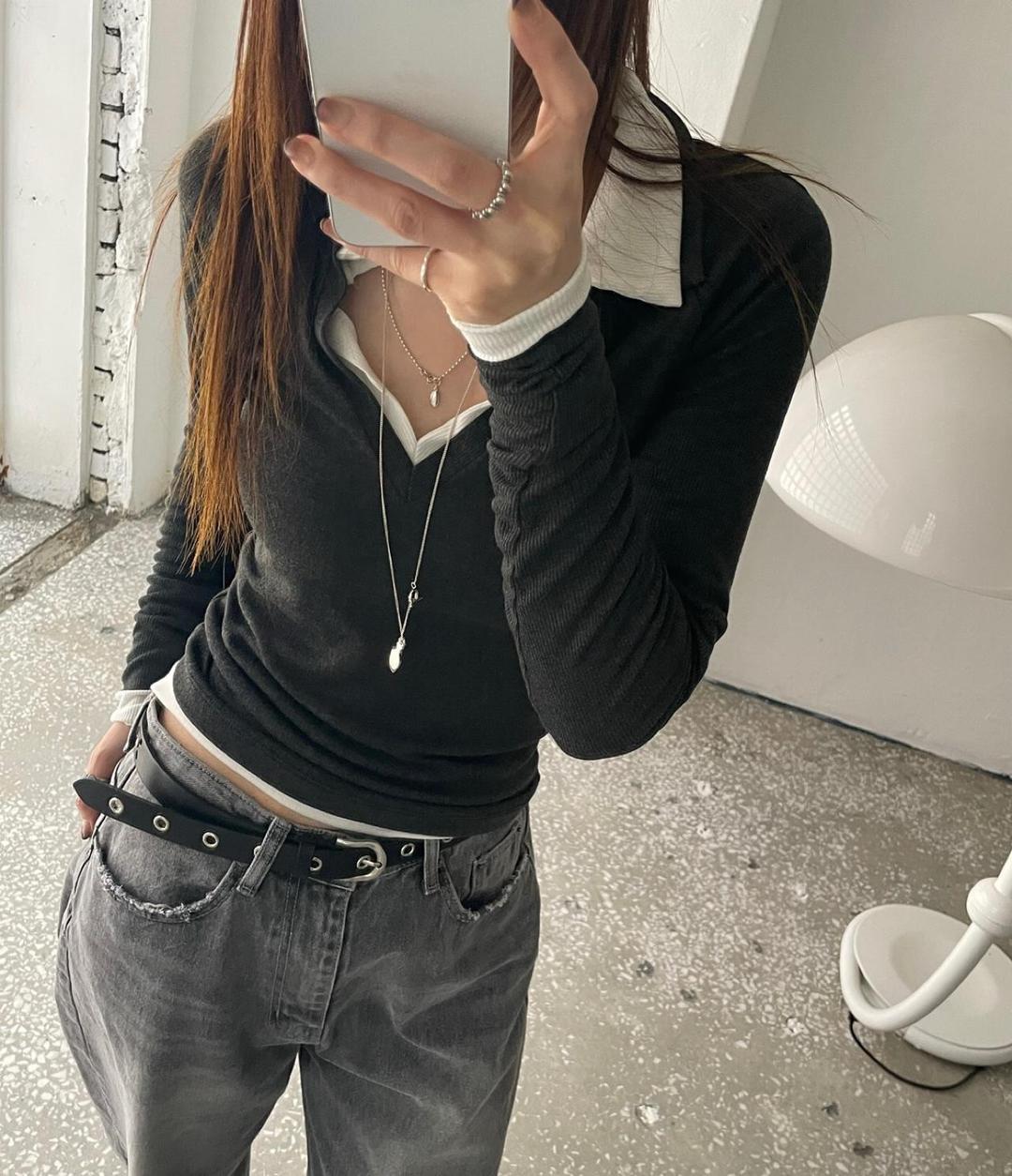 히스 FL 플라워 브레스 카라 티셔츠 (4C)