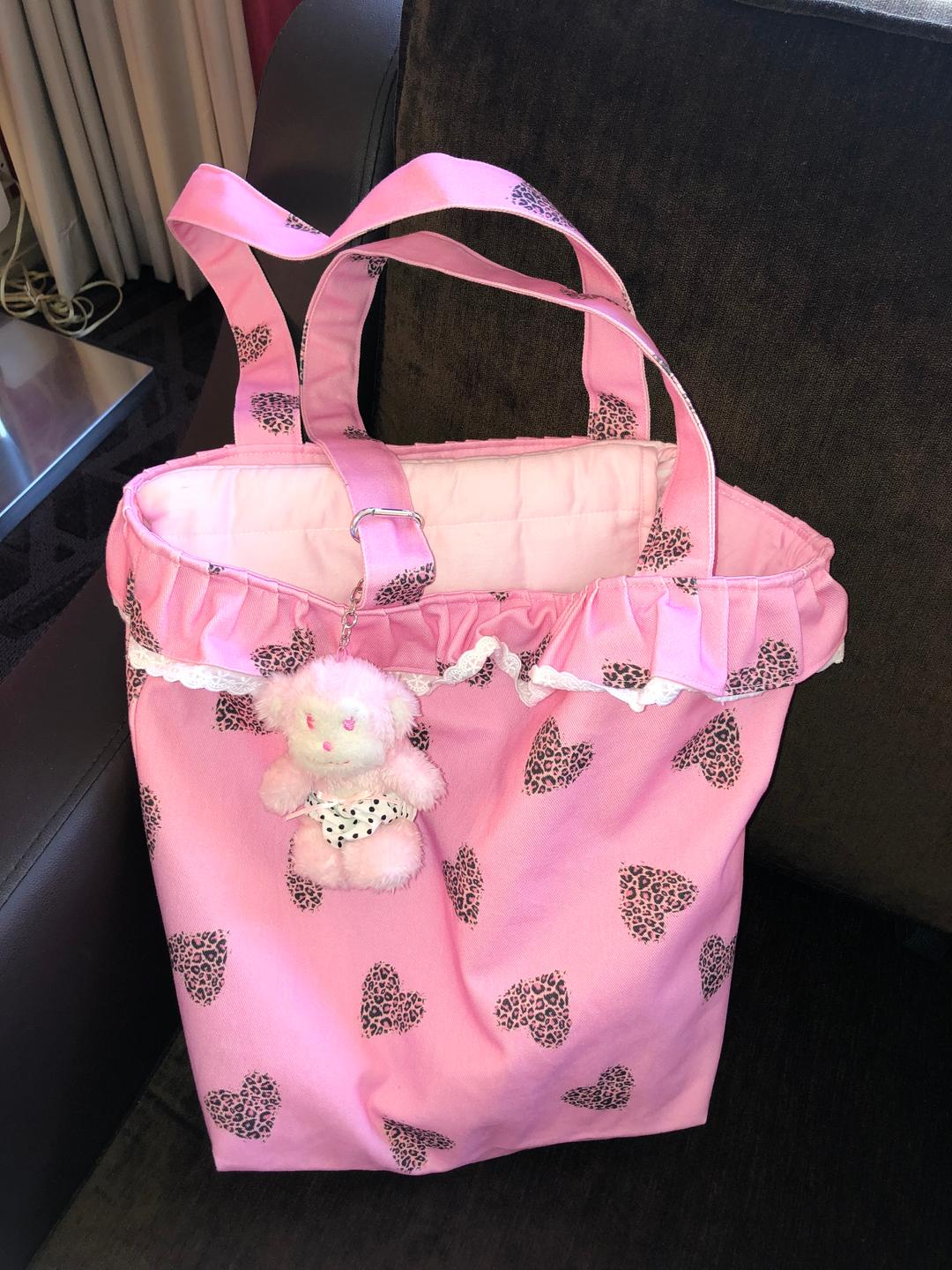 [pink combo] frill leopard bag + pink-rang