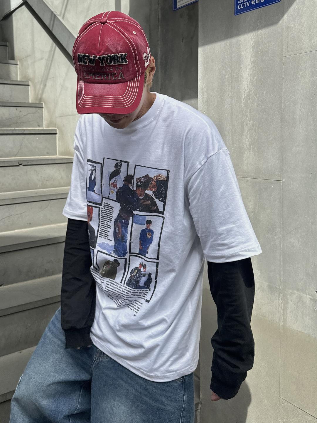 Boarder printing t_shirts(2Color)