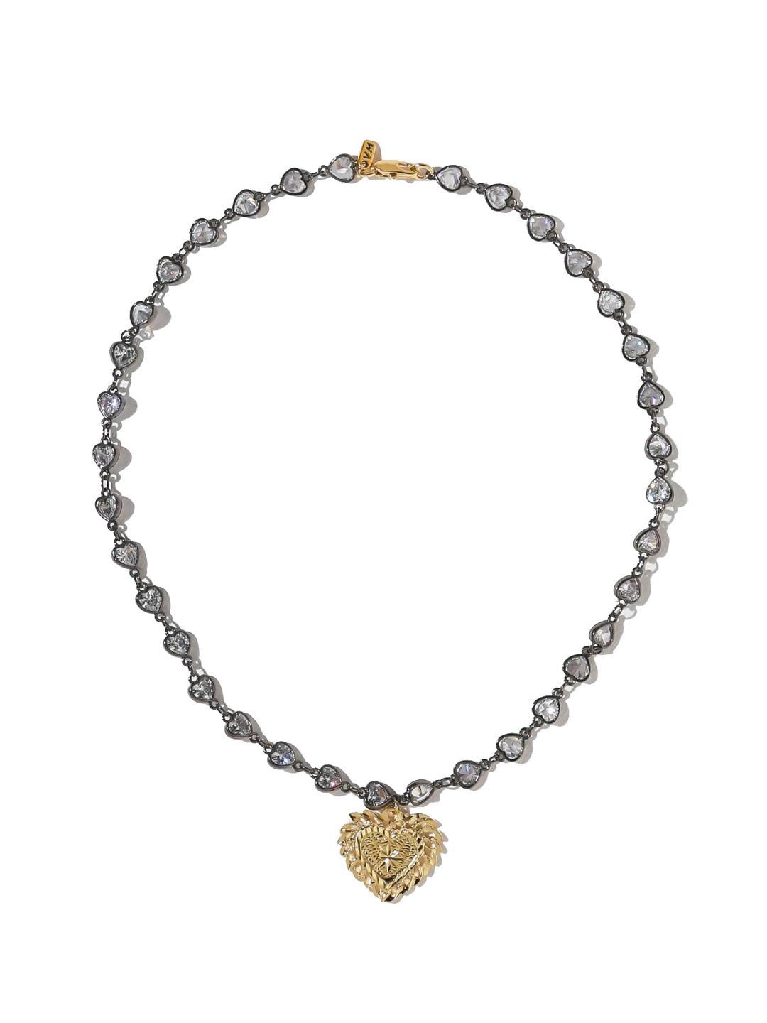 The Crystal Heart Necklace - Gunmetal / Style / One Size
