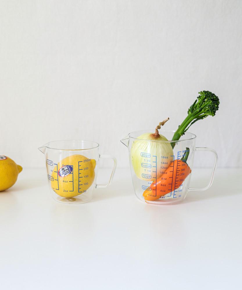 블루라인 내열유리 계량컵 250ml 500ml
