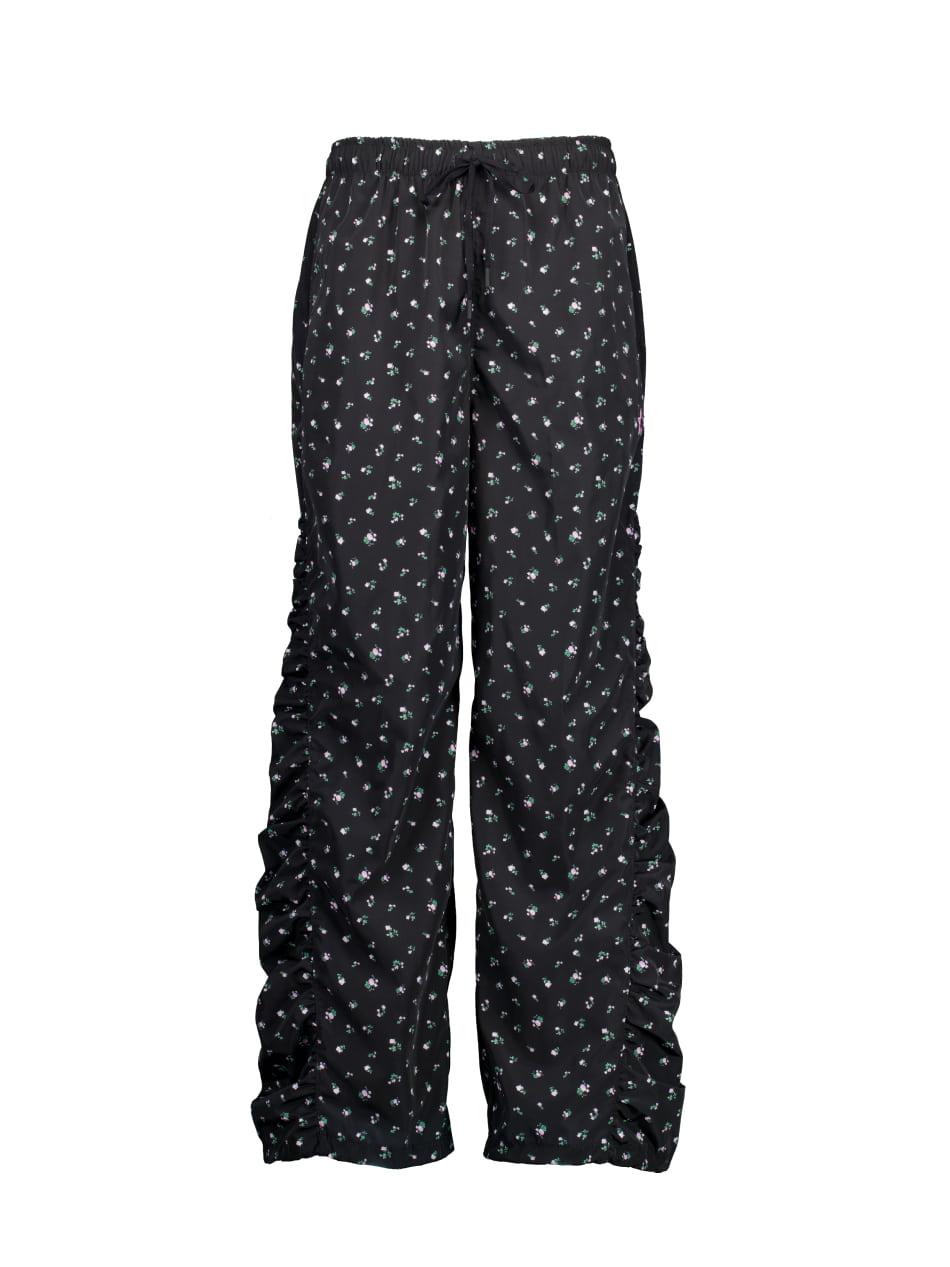 FLOWER SHIRRING PANTS / BLACK