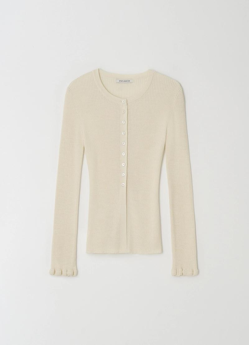Step around - Ruffle sleeve cardigan_IVORY
