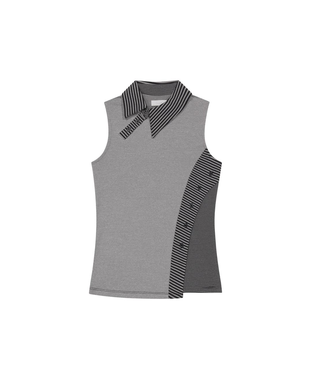 Curved Cut Collar Tank / Black