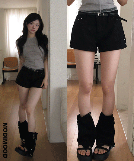 [문의폭주/코디필수] 치릿 리벳 숏 팬츠 반바지 -2color