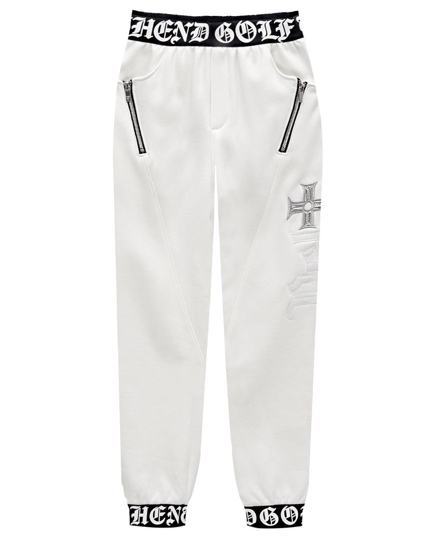 펠트 고딕 레터 로고 패치 트레이닝 조거 팬츠 : 여성용 화이트  (PB1PTF126WH)