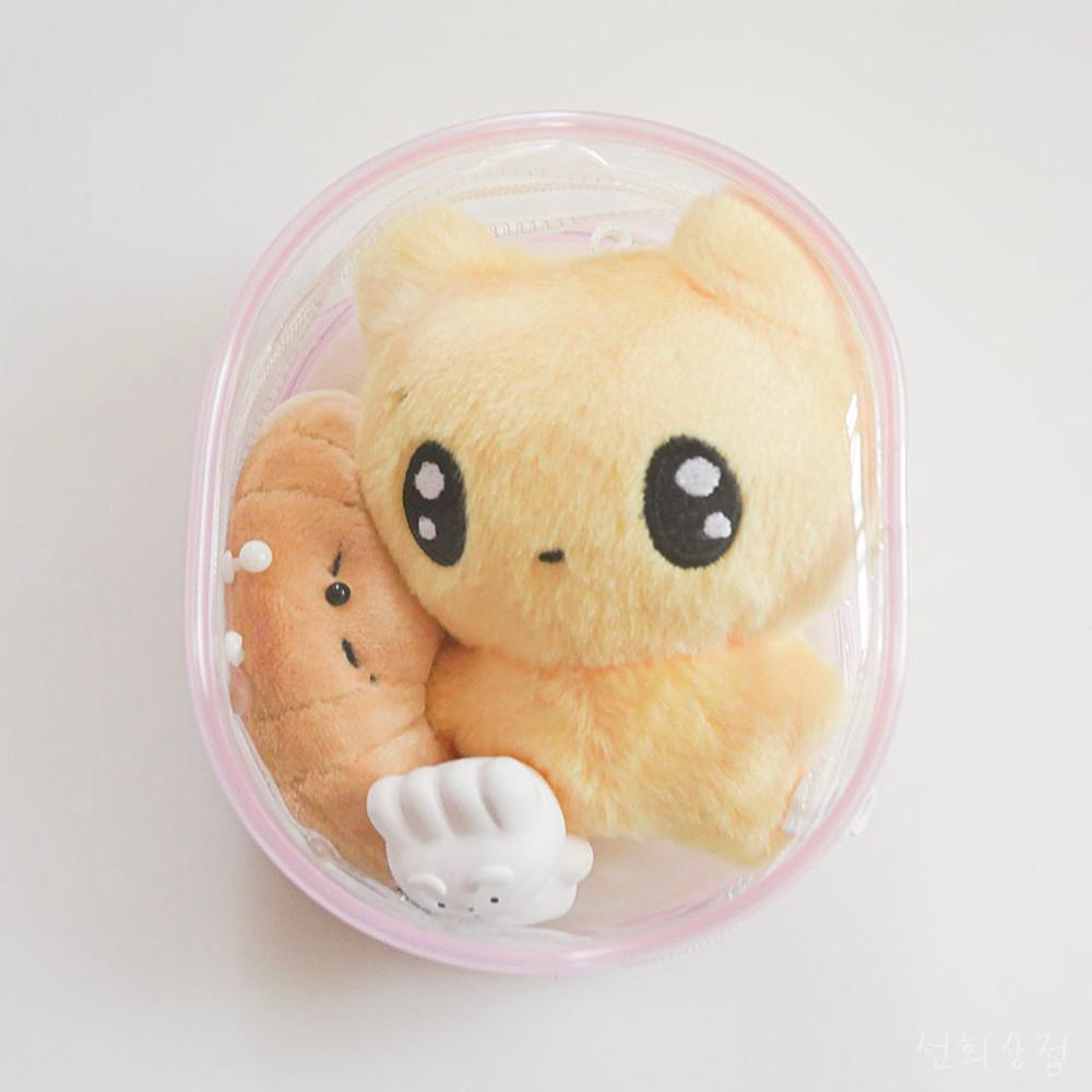 10cm 인형 파우치 투명 PVC 무속성 아이돌 소품 솜깅이 솜 보관 키링 핑크