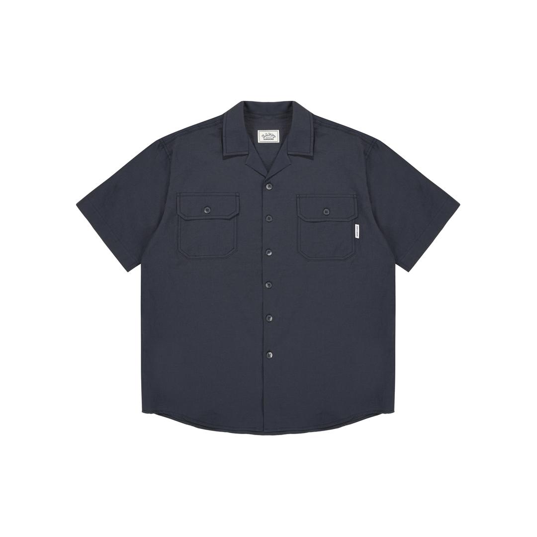Open collar shirt vintage navy