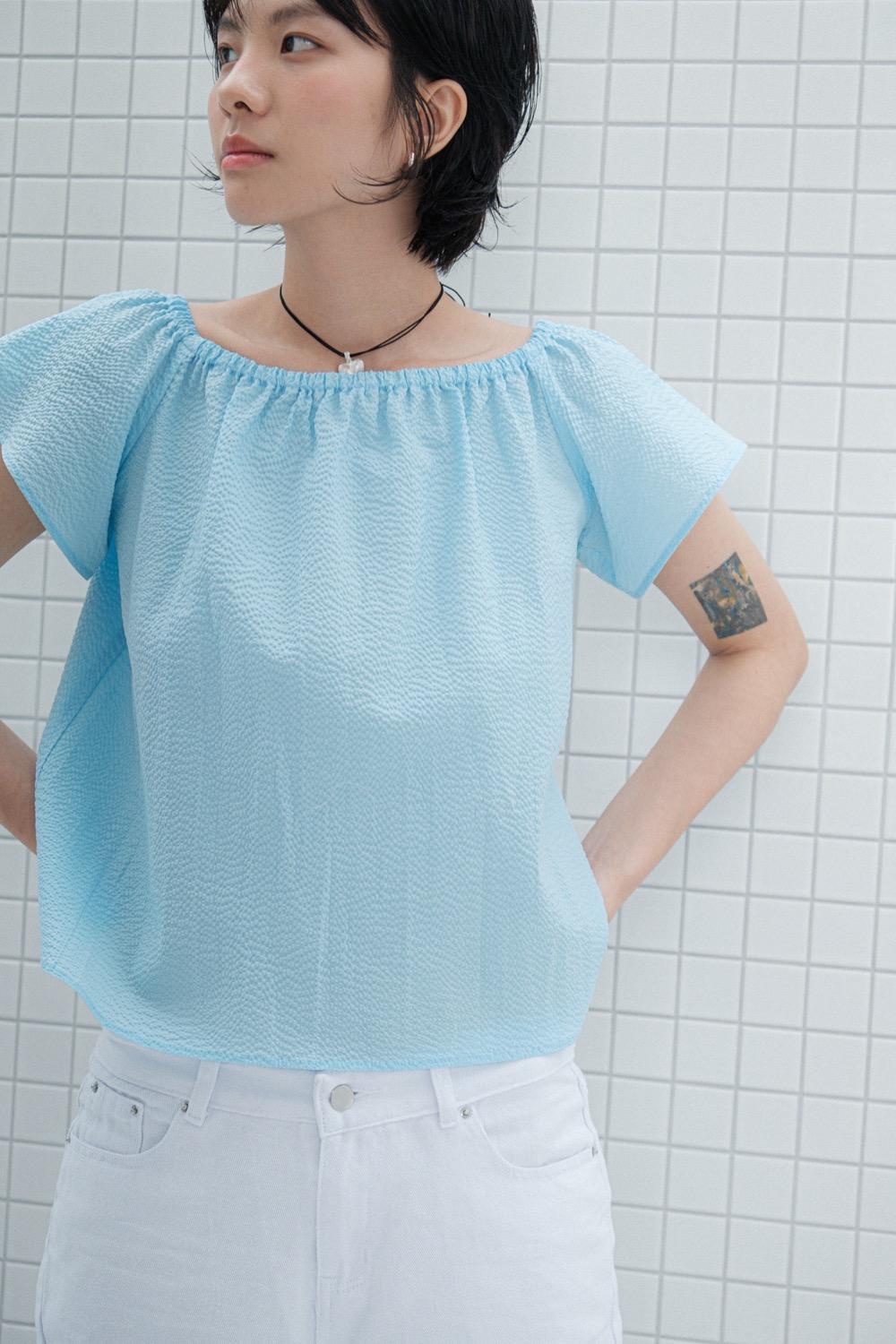 2way crop blouse (blue)