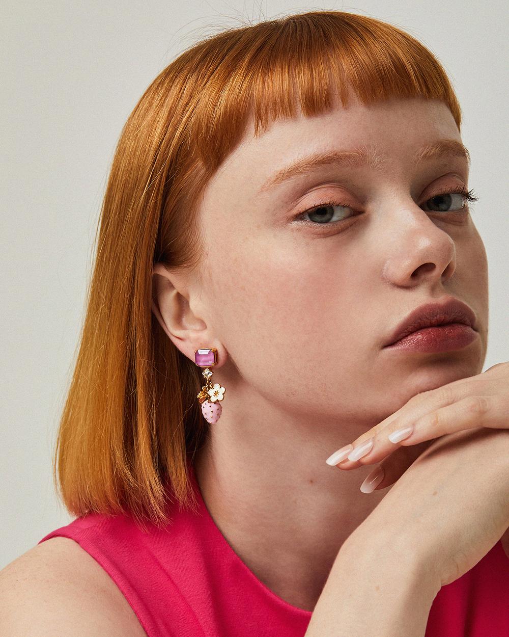 Crystal & Berry Earrings Pink