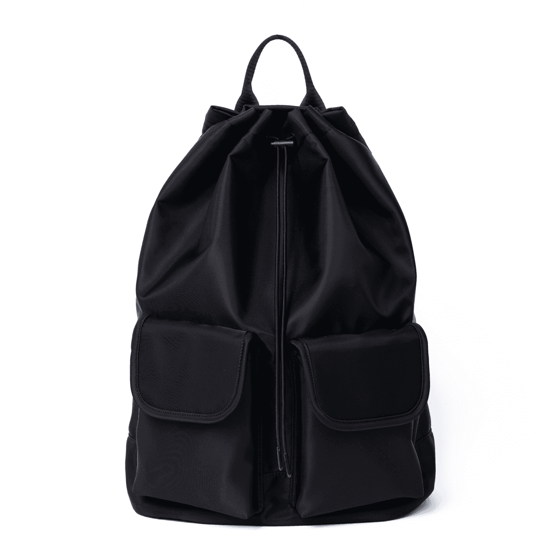 3-WAY 2-POCKET DRAWSTRING BAG (BLACK)