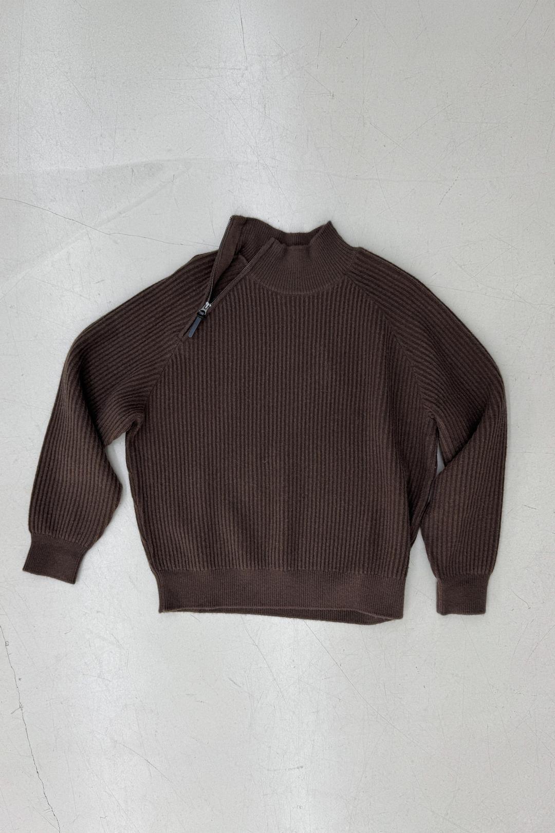 SLOPE ZIPPER RAGLAN KNIT