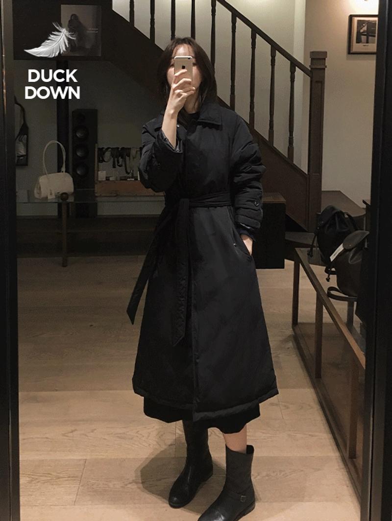 slowand - #SLOWMADE. 벨티드 덕다운 패딩코트 - 2 color ('블랙' 예약주문: 12/30 이후 순차출고예정)