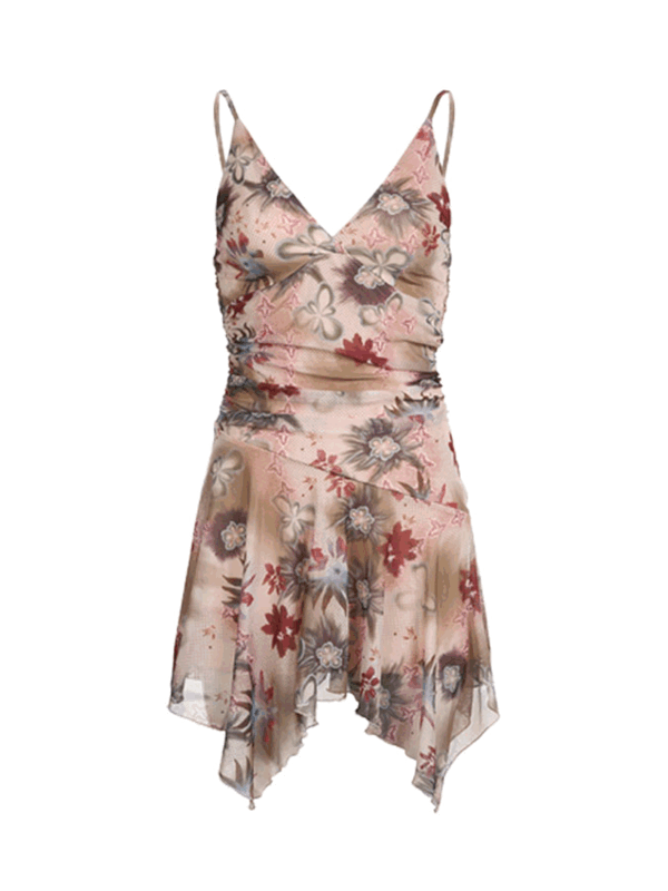 [당일출고]♥︎ONLY VIVIC♥︎HAWAIIAN MESH UNBALANCE DRESS