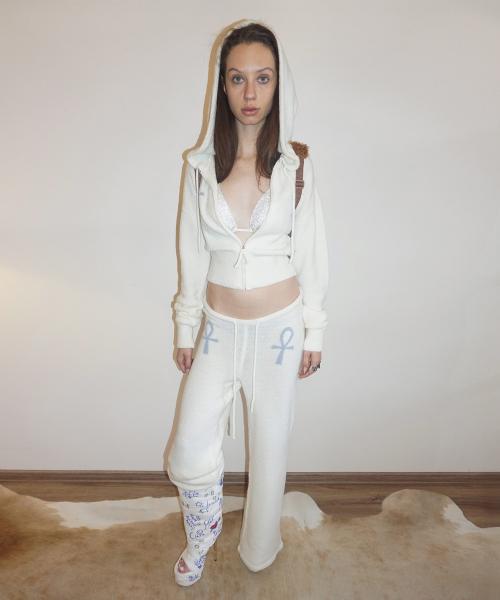 Ankh Boucle Knit Cardigan Ivory