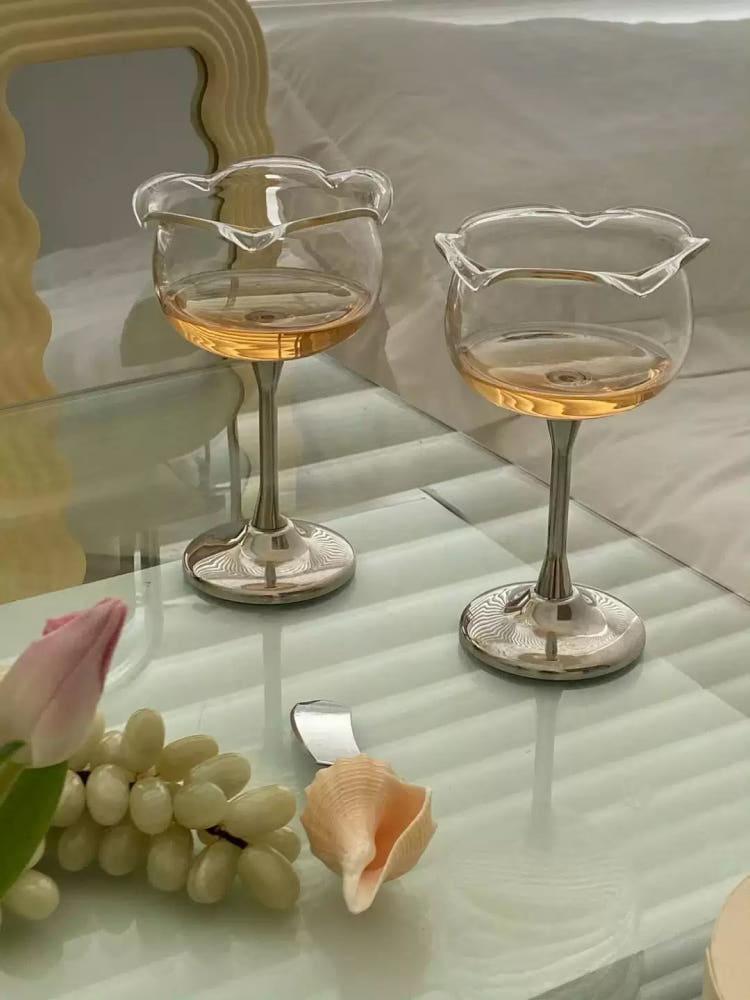 지미하우스 튤립 레이스 메탈 와인잔 샴페인잔 글래스 베이직