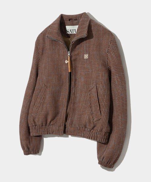 레체 트위드 집업 자켓 헤리티지 브라운