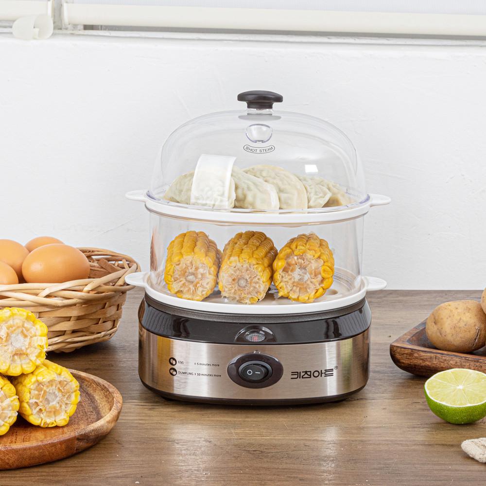 키친아트 계란찜기 계란 삶는 기계 달걀 호빵찜기 스팀마스터 2단 에그 고구마 만두 전기 스티머