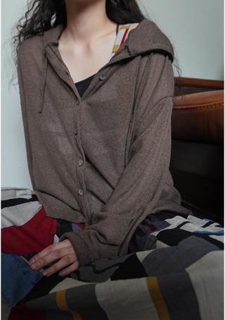 에프터먼데이 linen knitting hood cardigan (3colors)