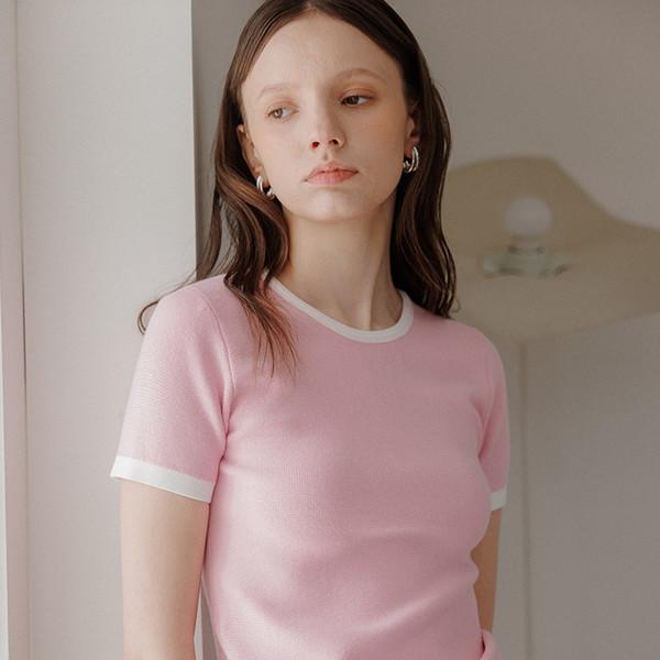 Textured round neck knit top (2color)