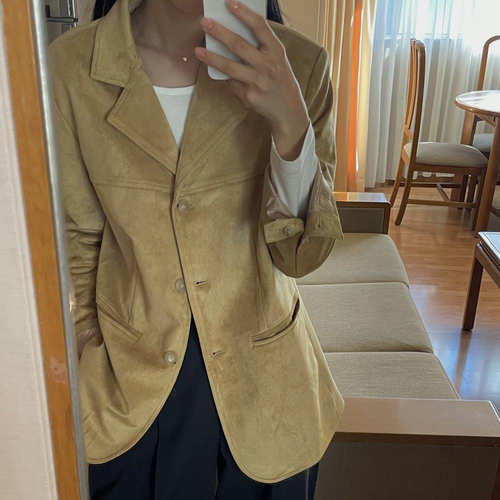 썸띵엘스 리튼 스웨이드자켓 (3col) 루즈핏 가죽자켓 가을 싱글자켓