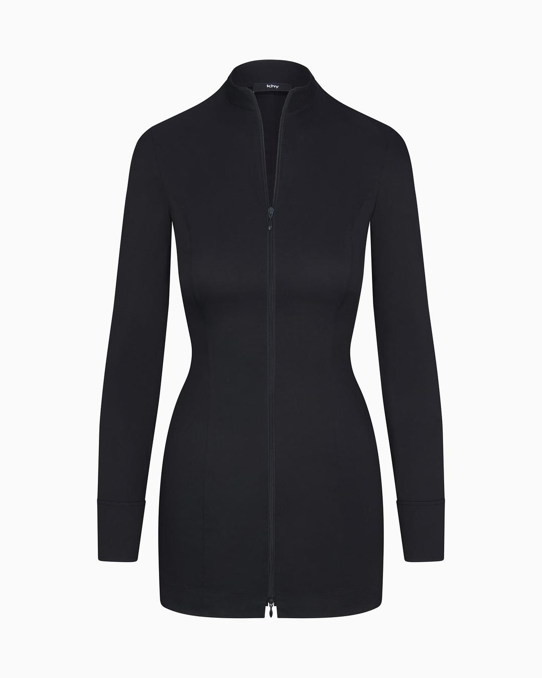Poplin Zip Mini Dress | Black - 00