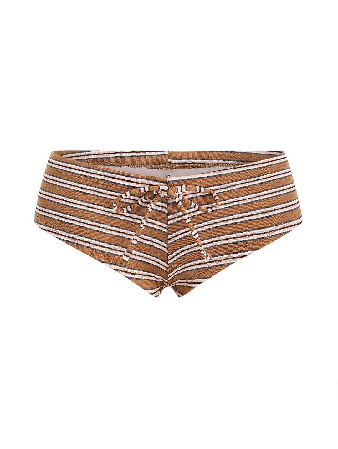 Seamolly Striped Ribbed Bowknot Swim Bottom Bikini Boyshorts