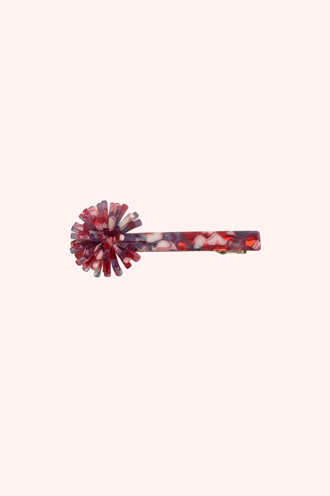 Pom Pom Clip Red Multi